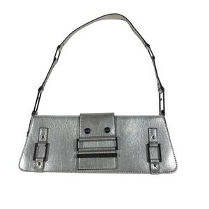 Y2K Vintage Guess Baguette Silver Metallic Clutch Purse Shoulder Bag